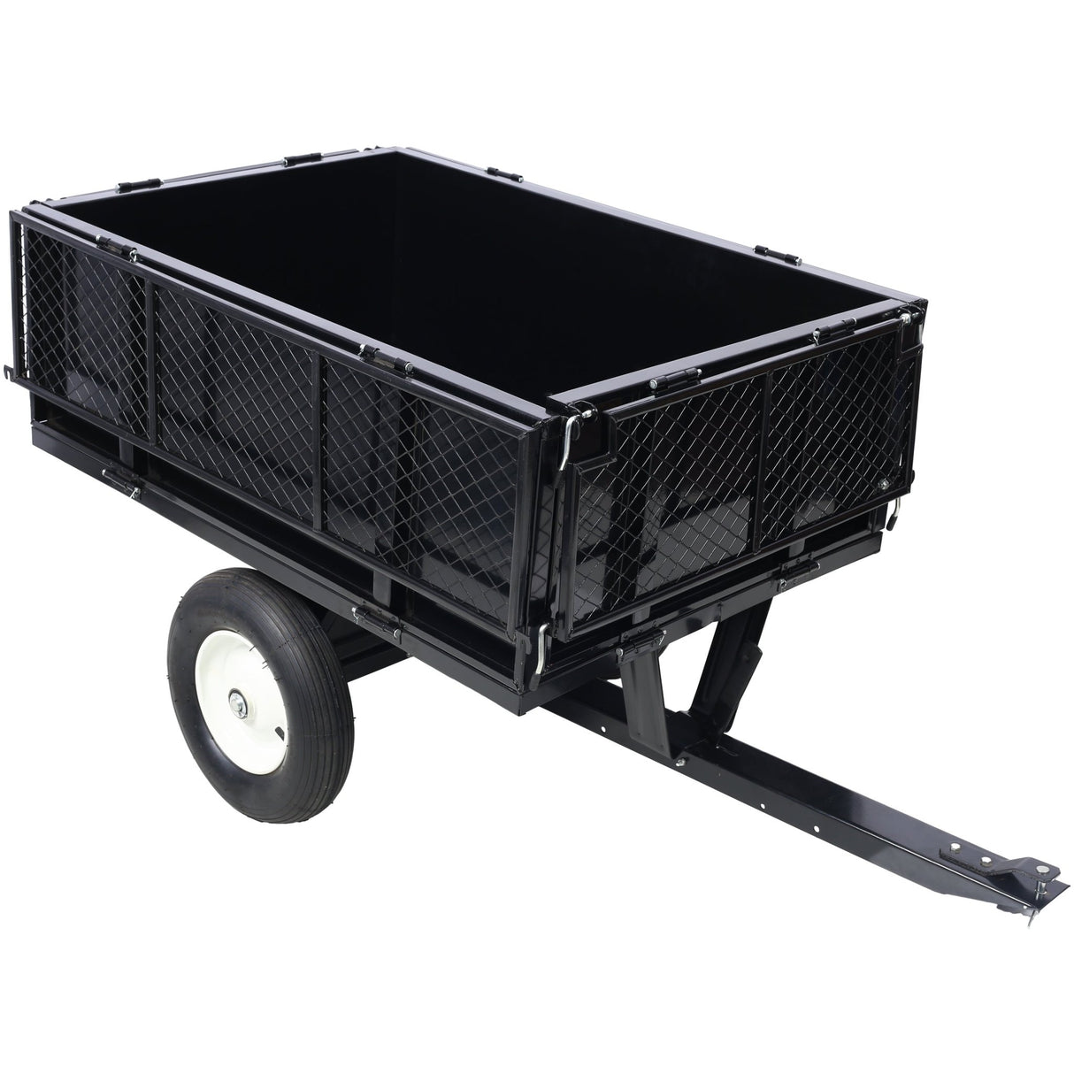 ATV Trailer Steel Dump Cart 750lbs 22 Cubic Feet with Heavy Duty Tow Behind Carts and Removable Sides - Fab Heavy Parts