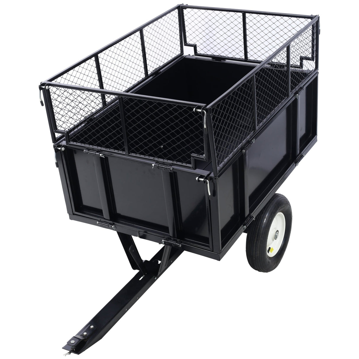 ATV Trailer Steel Dump Cart 750lbs 22 Cubic Feet with Heavy Duty Tow Behind Carts and Removable Sides - Fab Heavy Parts