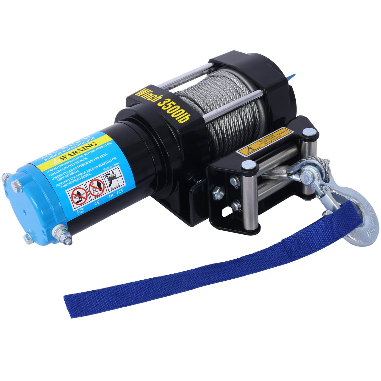 ATV/UTV 12 V 3500LBS Electric Winch with Steel Cable Wire and Wireless Remote Control Roller Fairlead - Fab Heavy Parts