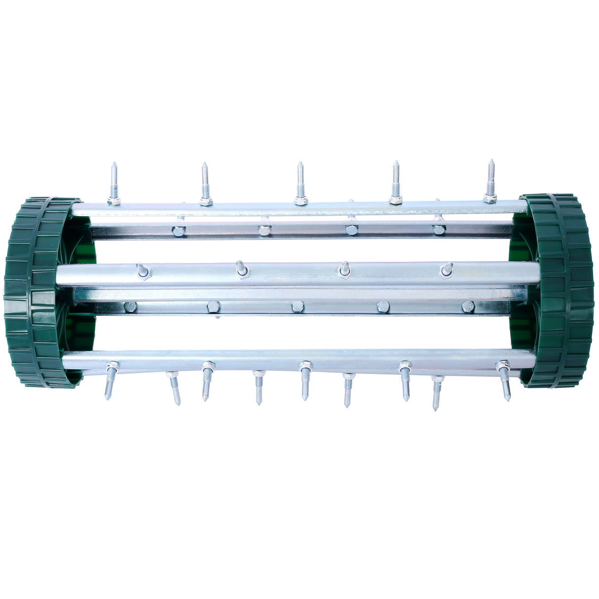 Spike Lawn Aerator Heavy Duty Rotary Push with Steel Handle--Green