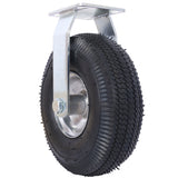 10IN Pneumatic Tire(2PCS Rigid) Caster Wheel Swivel Plate Steel Hub with Ball Bearings 5/8-Inch Bore Centered Axle Black