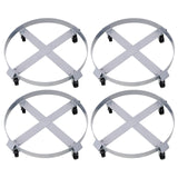 4Pcs Drum Dolly for 55 Gallon Barrel with 4 Swivel Caster Wheels Heavy Duty Steel Frame Cart with Brake