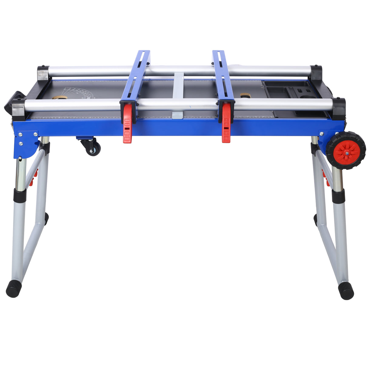 5-in-1 Portable Workbench with Detachable Miter Saw Stand & Height Adjustable Legs Scaffold/Dolly/Creeper/Platform