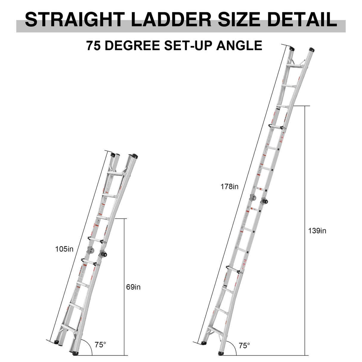 17ft Multi-Position Foldable Aluminum Ladder A-Frame and Straight Ladder ANSI 250lbs--Grey