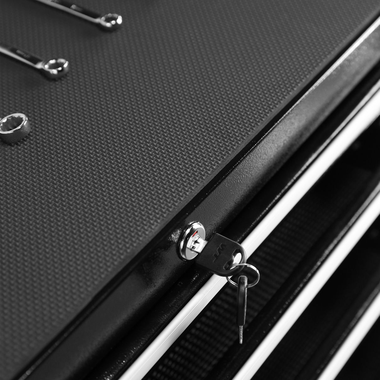 7引き出しポータブルローリングツールチェストボックス - ブラック