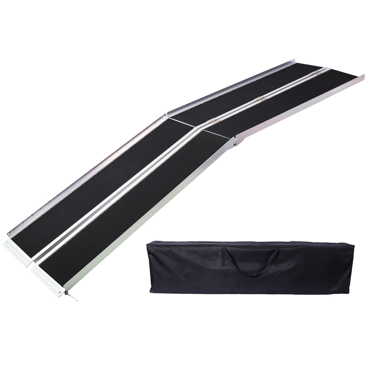 Rampe en fauteuil roulant Seuil en aluminium de 10 pieds portable et pliable 600 lb Capacité de surface non-patins Deux pièces séparées avec sac