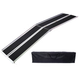 Rampe en fauteuil roulant Seuil en aluminium de 10 pieds portable et pliable 600 lb Capacité de surface non-patins Deux pièces séparées avec sac