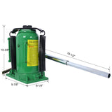 Air Hydraulic Bottle Jack 20 Ton/44029 LBS All Welded 10.2-19.7 inch Lifting Range Manual Handle and Air Pump--Green