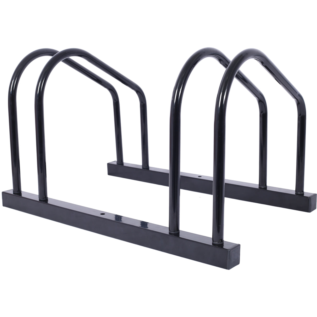 2 Bikes Floor Bike Stand Parking Rack 22-28" Wheel Max Tire Width 2.15" Black Painted