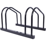 2 Bikes Floor Bike Stand Parking Rack 22-28" Wheel Max Tire Width 2.15" Black Painted
