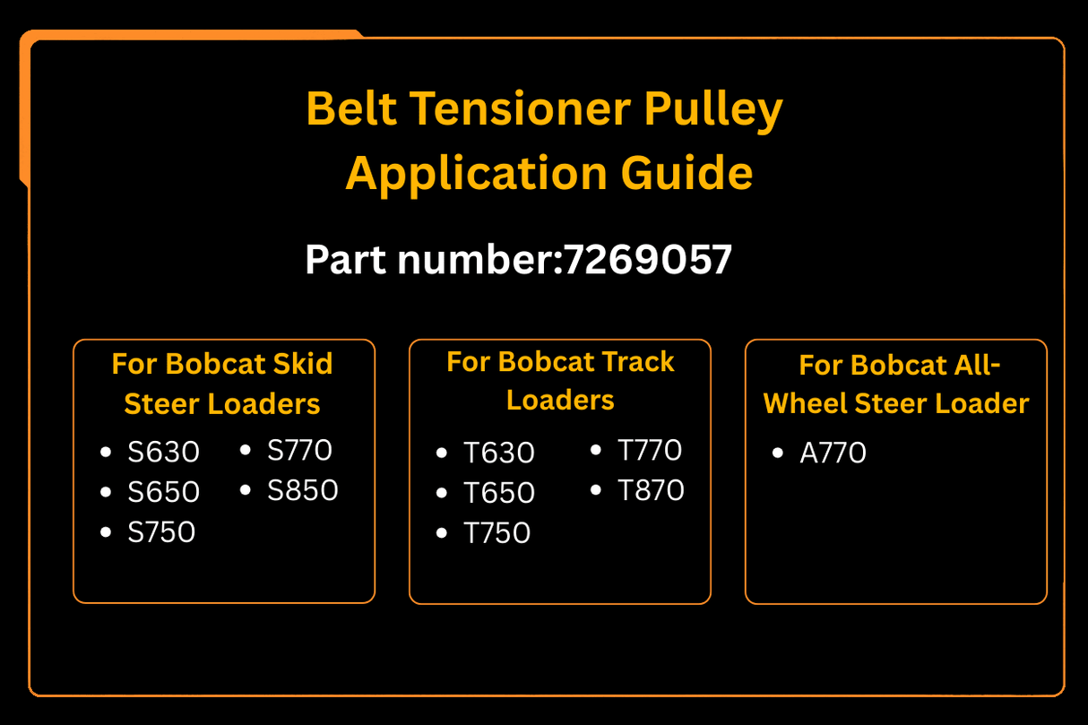 Belt Tensioner Pulley 7269057 Aftermarket Replacement For Bobcat S630 S650 S750 S770 T650 T750 T770 T870 - Fab Heavy Parts