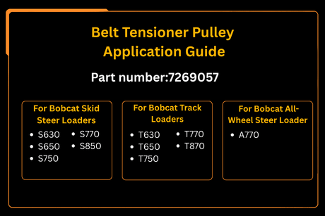 Belt Tensioner Pulley 7269057 Aftermarket Replacement For Bobcat S630 S650 S750 S770 T650 T750 T770 T870 - Fab Heavy Parts