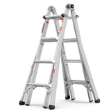 17ft Multi-Position Foldable Aluminum Ladder A-Frame and Straight Ladder ANSI 250lbs--Grey