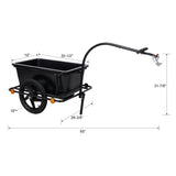 Bike Cargo Trailer with Support Bar Waterproof Cover, Removable Box, Utility Bike Wagon Trailer for Shopping Camping and Outdoor Activities - Fab Heavy Parts