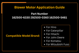 Blower Motor Replaces Denso 162500 - 5461, 1625005461 Fits Hino Fits for Caterpillar Hitachi Fits for John Deere Fits Komatsu Mitsubishi Fuso - Fab Heavy Parts