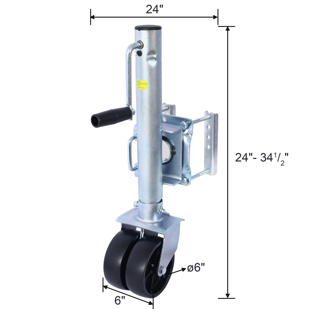 Boat Trailer Jack 34.5 in Bolt - on Tongue Weight Capacity 1500 lb with PP Wheels and Handle - Fab Heavy Parts