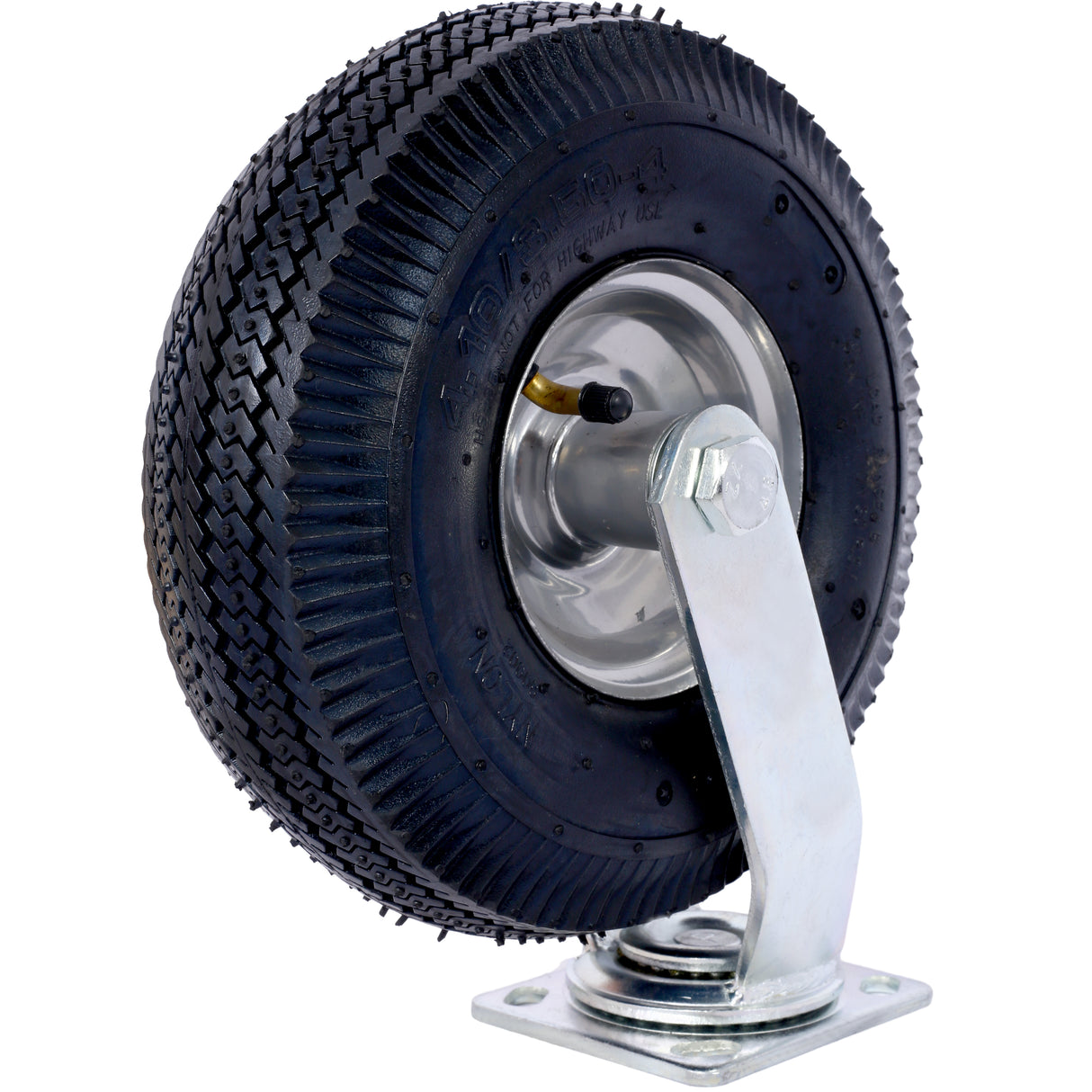 10IN Pneumatic Tire(2PCS Swivel) Caster Wheel Swivel Plate Steel Hub with Ball Bearings 5/8-Inch Bore Centered Axle Black