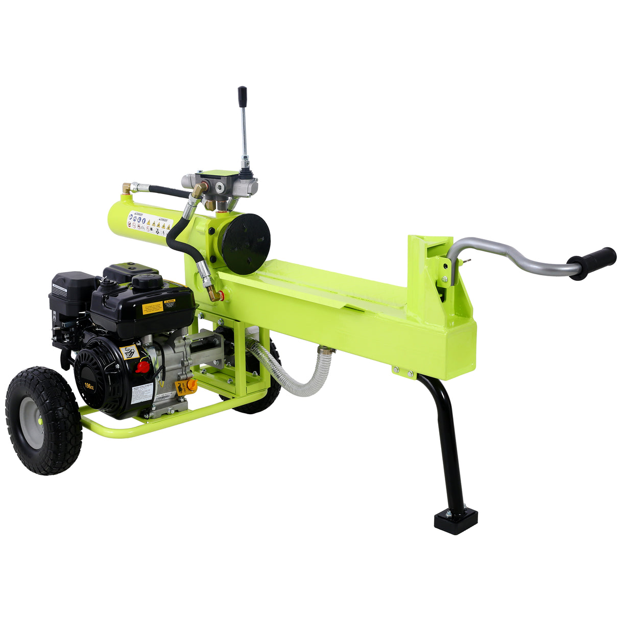 Log Splitter Portable 20 Ton Auto Return Ram System 7HP Engine Horizontal Full Beam Steel Wedge Firewood Splitting Forestry Harvesting EPA Compliant--Green