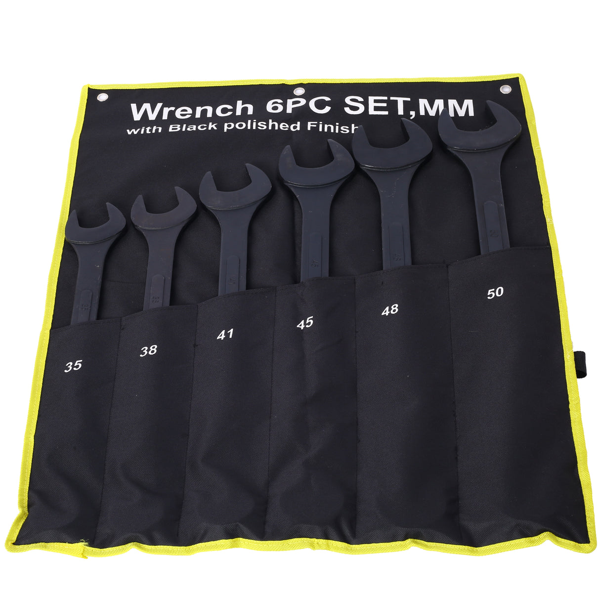 6 PCS Jumbo Combination Wrench Set Extra Large Metric 1-3/8'' to 2'' Black Oxide with Pouch