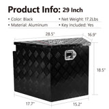28.5 Inch Truck Box Heavy Duty Aluminum Alloy Diamond Plate Tongue Box Tool with Lock and Keys 28.5"x17.7"x18.5"