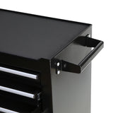 7引き出しポータブルローリングツールチェストボックス - ブラック
