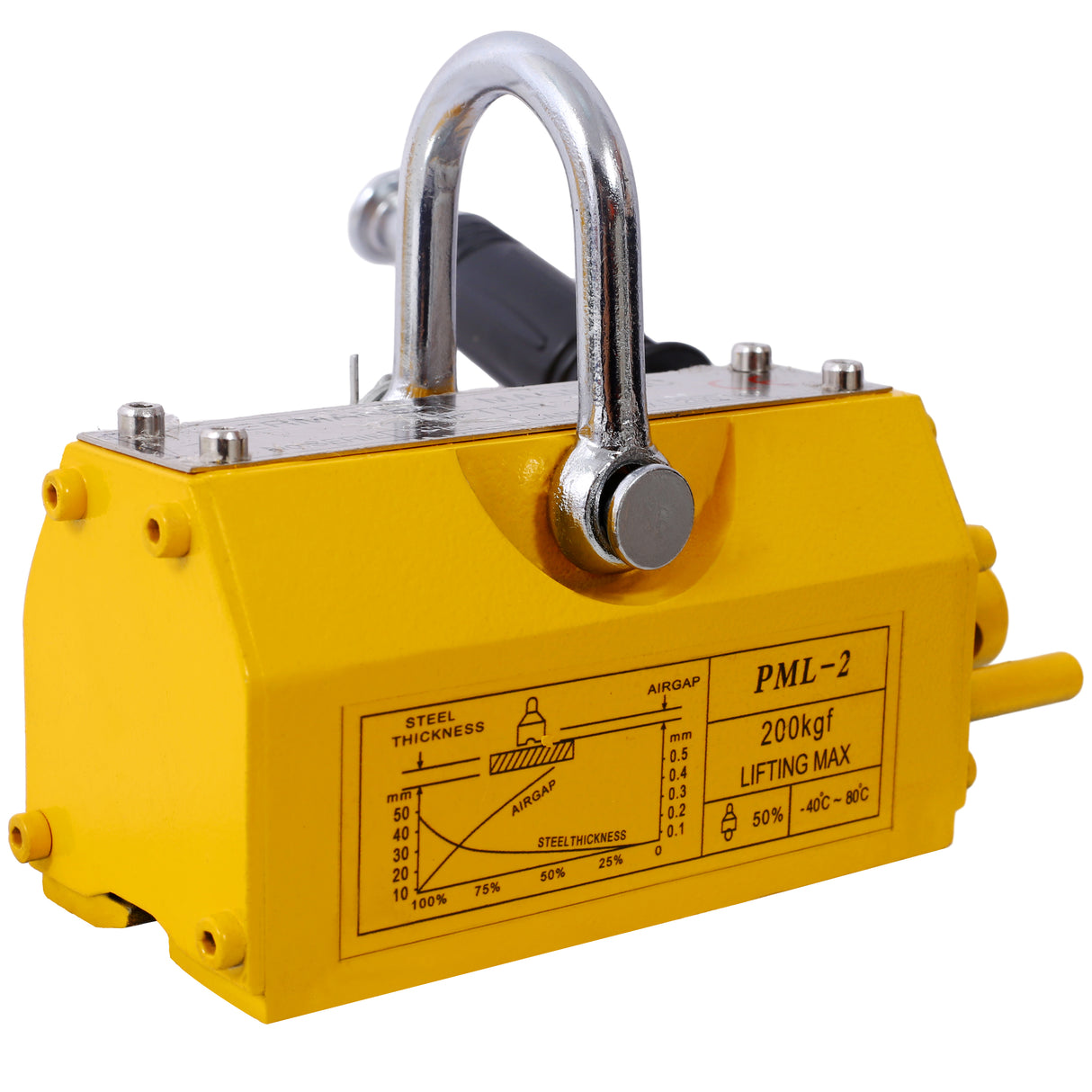Permanent Magnetic Lifting with Release 440lbs/200kg Heavy Duty Magnet 2.5 Safety Factor Neodymium & Steel