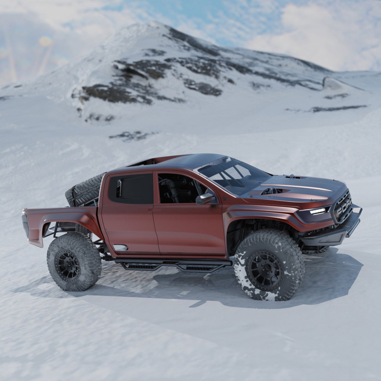 Cab Running Boards Compatible for 2019 - 2025 Chevy Silverado & GMC Sierra 1500/2020 - 2025 Chevrolet Silverado/GMC Sierra 2500 HD 3500 HD Crew Cab 2500HD/3500HD - Fab Heavy Parts