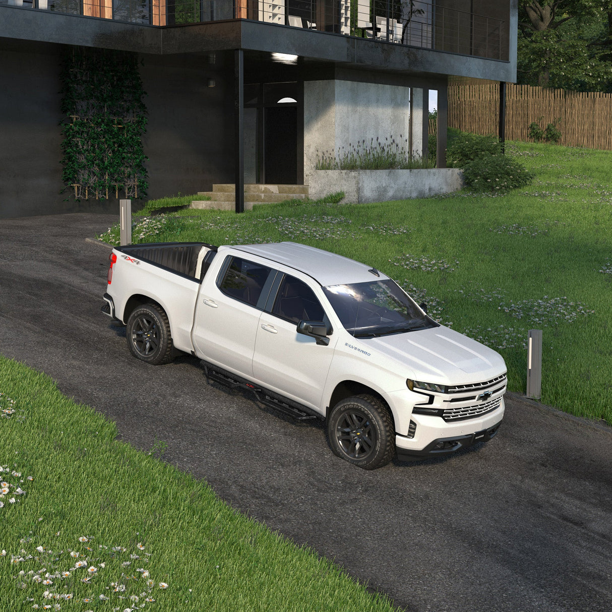 Cab Running Boards Compatible for 2019 - 2025 Chevy Silverado & GMC Sierra 1500/2020 - 2025 Chevrolet Silverado/GMC Sierra 2500 HD 3500 HD Crew Cab 2500HD/3500HD - Fab Heavy Parts