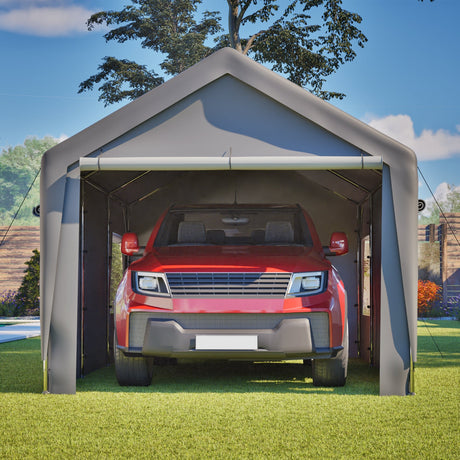 Carport Canopy 10x20 FT Heavy Duty Boat Car Canopy Garage with Removable Sidewalls and Roll - up Ventilated Windows - Fab Heavy Parts