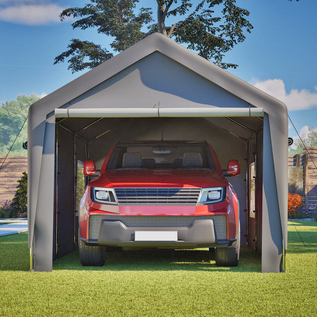 Carport Canopy 10x20 FT Heavy Duty Boat Car Canopy Garage with Removable Sidewalls and Roll - up Ventilated Windows - Fab Heavy Parts