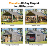 Carport Canopy 10x20 FT Heavy Duty Boat Car Canopy Garage with Removable Sidewalls and Roll - up Ventilated Windows - Fab Heavy Parts