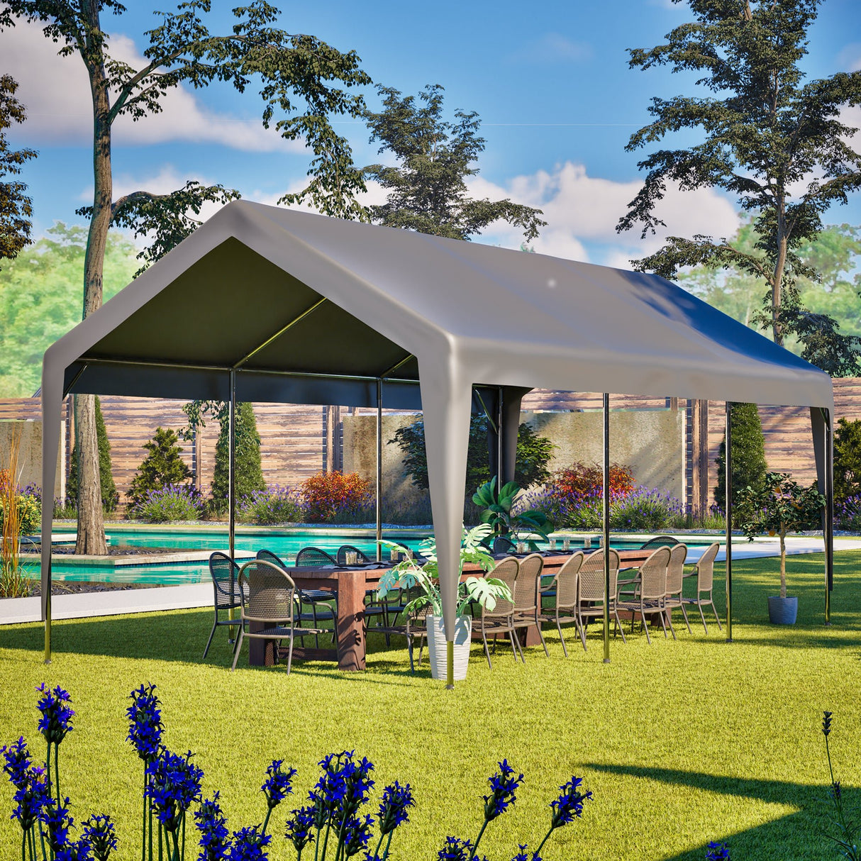 Carport Canopy 10x20 FT Heavy Duty Boat Car Canopy Garage with Removable Sidewalls and Roll - up Ventilated Windows - Fab Heavy Parts