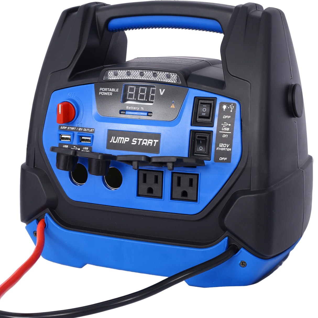 Rechargeable Jump Starter 1800 Amps with Air Compressor 12V DC USB Power Station