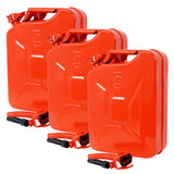 3 Pcs 5 Gallon Fuel Can with Flexible Spout Steel--Red