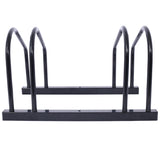 2 Bikes Floor Bike Stand Parking Rack 22-28" Wheel Max Tire Width 2.15" Black Painted