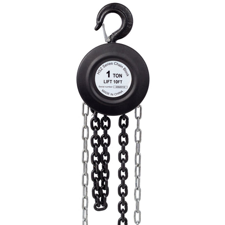 Chain Hoist 2200lbs 1T Capacity 10ft with 2 Heavy Duty Hooks Manual Steel Construction - Black - Fab Heavy Parts