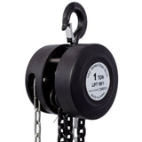 Chain Hoist 2200lbs 1T Capacity 10ft with 2 Heavy Duty Hooks Manual Steel Construction - Black - Fab Heavy Parts