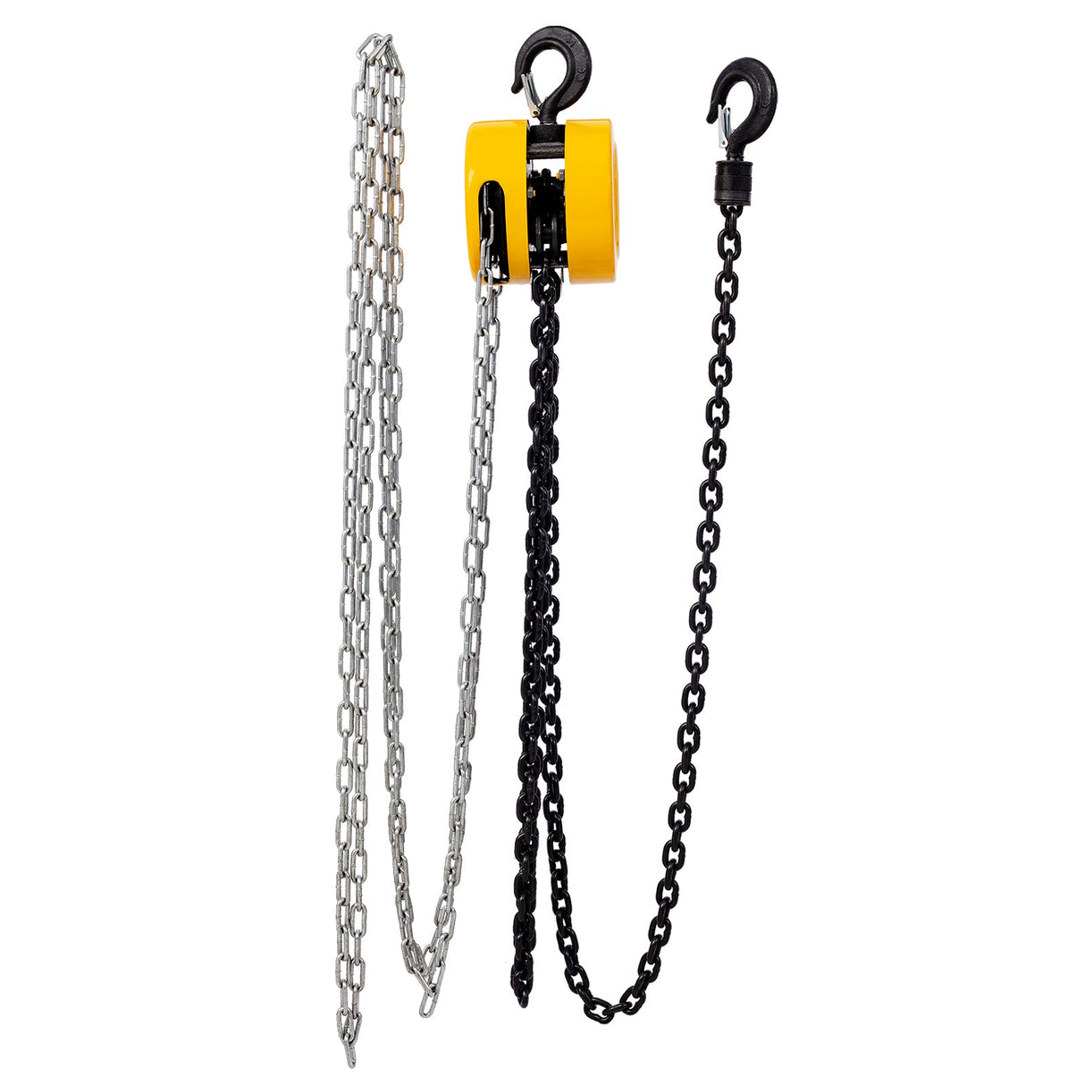 Chain Hoist 2200lbs 1T Capacity 10ft with 2 Heavy Duty Hooks Manual Steel Construction - Yellow - Fab Heavy Parts