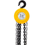 Chain Hoist 2200lbs 1T Capacity 10ft with 2 Heavy Duty Hooks Manual Steel Construction - Yellow - Fab Heavy Parts