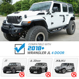 Coated Black Carbon 6 - Inch 2 - Stairs Side Step Rails Step Bars Steel Nerf Bars Running Boards Compatible with Jeep Wrangler JL 4 Doors 2018 - 2025 - Fab Heavy Parts