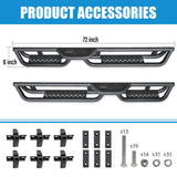 Coated Black Carbon 6 - Inch 2 - Stairs Side Step Rails Step Bars Steel Nerf Bars Running Boards Compatible with Jeep Wrangler JL 4 Doors 2018 - 2025 - Fab Heavy Parts