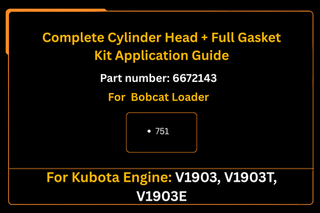 Complete Cylinder Head + Full Gasket Kit for Kubota V1903 V1903T V1903E Engine Aftermarket Replacement For Bobcat 751 Loader - Fab Heavy Parts