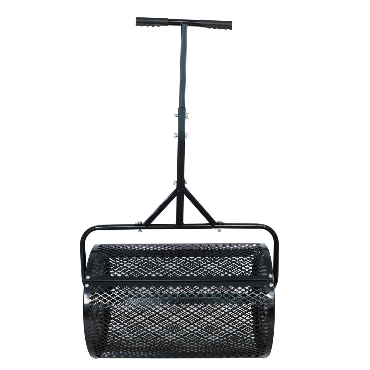 Compost Peat Moss Spreader with Upgrade T Shaped Handle Metal Mesh - Black - Fab Heavy Parts