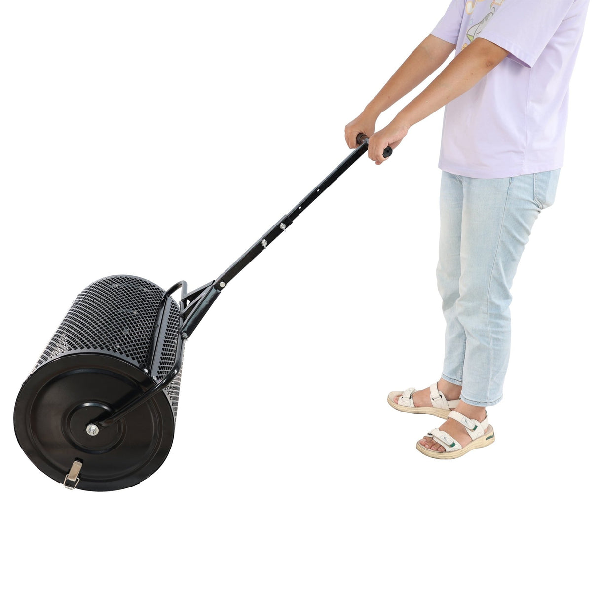 Compost Peat Moss Spreader with Upgrade T Shaped Handle Metal Mesh - Black - Fab Heavy Parts