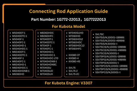 Connecting Rod 1G772 - 22013 for Kubota V3307 Engine SVL75 KX080 - 4 M5040F - 1 M6040DT - 1 M6060HD SSV75 - Fab Heavy Parts