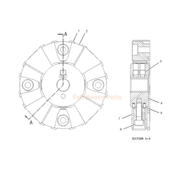 Coupling Flexible With Hub 150612A1 Fits Case 9010B 9020B 9010 9020 NV111 Pump - Fab Heavy Parts
