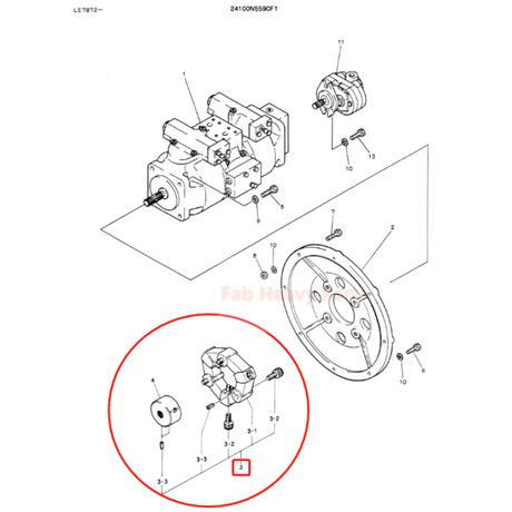 Coupling With Hub Assembly 24100U341F1 Fits Kobelco SK60 - 3 SK60 - Fab Heavy Parts