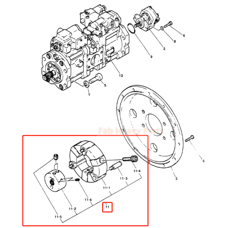 Coupling With Hub Assembly 2418U225F2 Fits Kobelco SK100 - 3 SK100 Mark Iii K904 K904L - Fab Heavy Parts