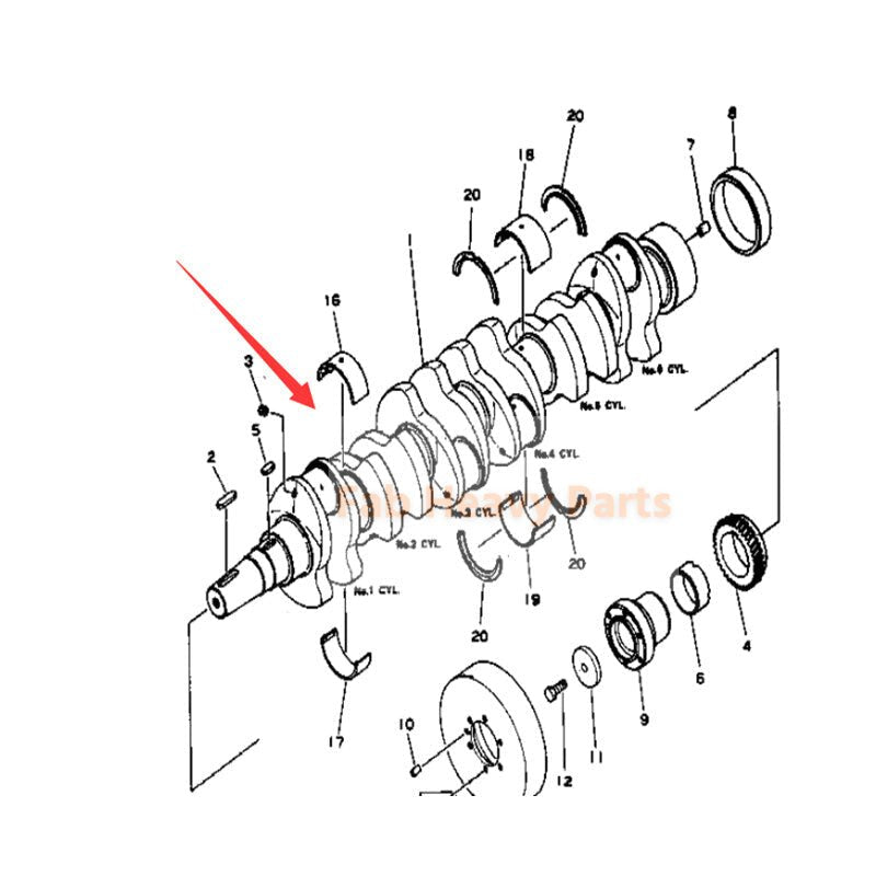 Crankshaft 6127 - 31 - 1012 Fits for komatsu Engine 6D155 - Fab Heavy Parts