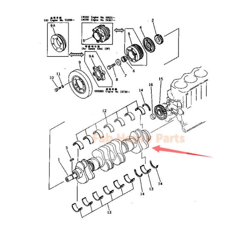 Crankshaft 6136 - 31 - 1010 Fits for komatsu Engine 6D105 Excavator PC200 - 1 PC200 - 3 - Fab Heavy Parts